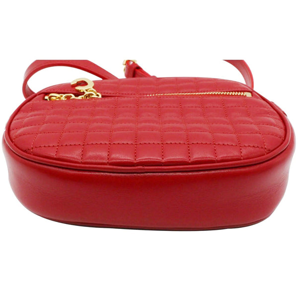 CELINE Women C Charm Small Quilted Calfskin Leather Camera Bag Red