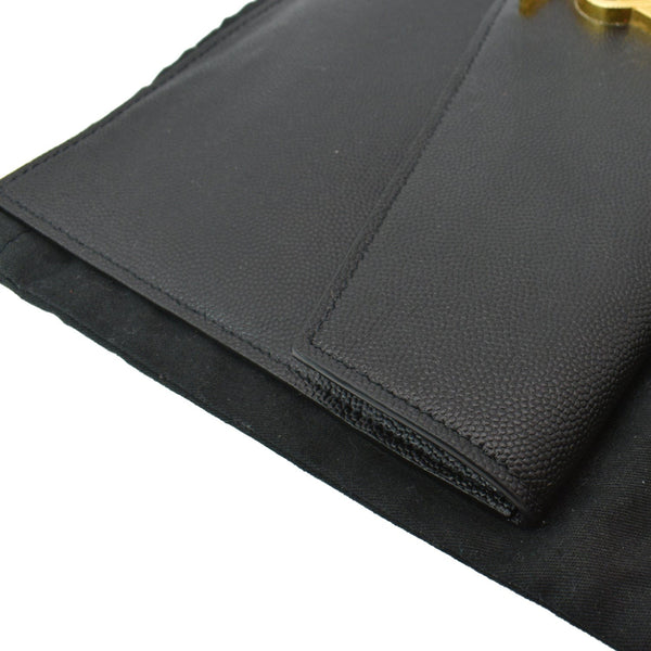 YVES SAINT LAURENT Uptown Envelope Grain De Poudre Leather Clutch Black