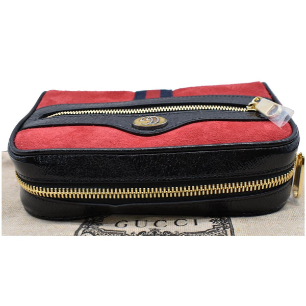 GUCCI Ophidia Mini Web Suede Leather Crossbody Bag Red 517350