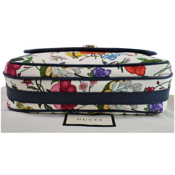 GUCCI Small Flora Canvas Tote Shoulder Bag Blue 550147