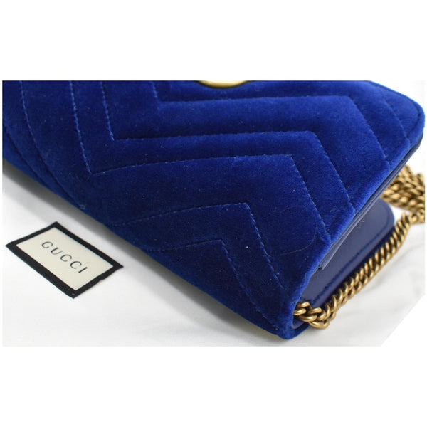GUCCI Marmont GG Mini Velvet Matelasse Crossbody Bag Blue 488426