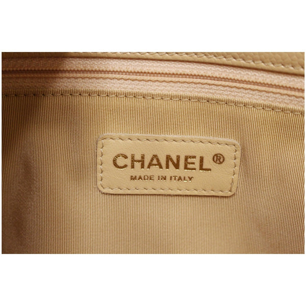 CHANEL Grand Shopping Caviar Leather Tote Shoulder Bag Beige