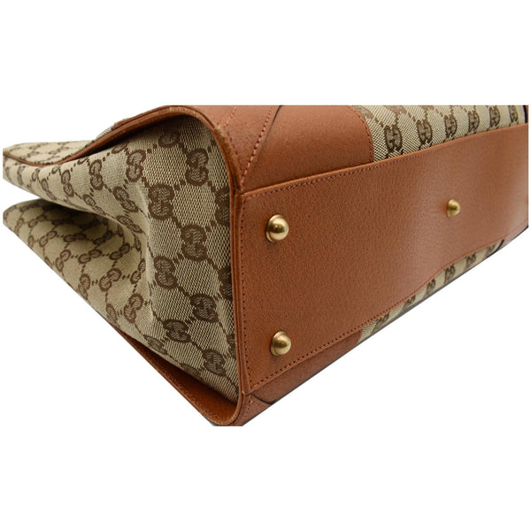 GUCCI Nailhead Medium GG Canvas Monogram Tote Bag Orange 120897