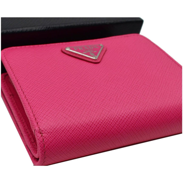 PRADA Small Saffiano Leather Zip Around Wallet Pink