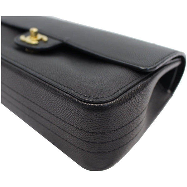 CHANEL Classic Pure Caviar Medium Double Flap Leather Shoulder Bag Black