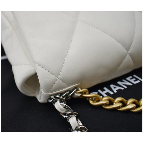 CHANEL 19 Small Flap Lambskin Leather Shoulder Bag White