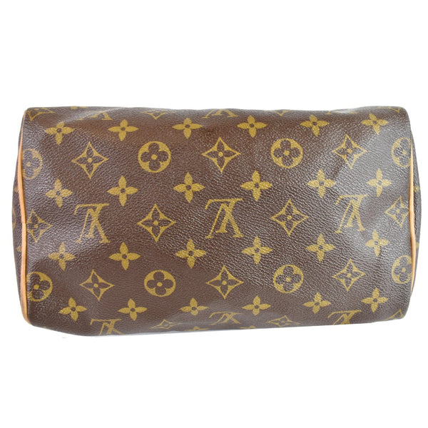 LOUIS VUITTON Speedy 25 Monogram Canvas Satchel Bag Brown