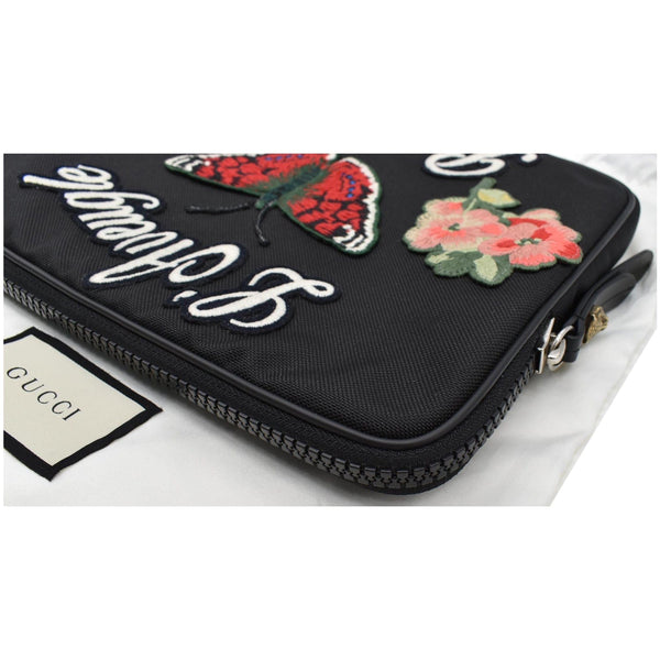 GUCCI Butterfly Techno Embroidered Canvas Tech Case Black 473883