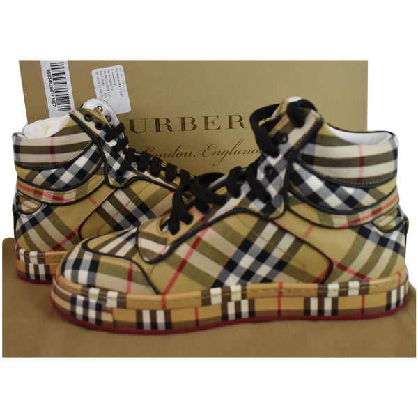 BURBERRY Vintage Check Cotton High-Top Sneakers US 7.5