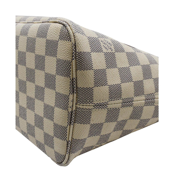 LOUIS VUITTON Neverfull MM Damier Azur Tote Bag White