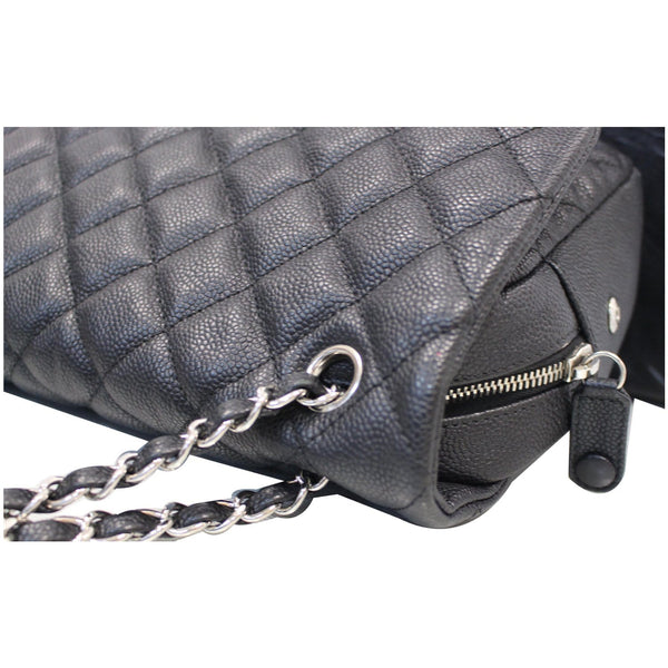 CHANEL Medium Flap Caviar Leather Shoulder Bag Black