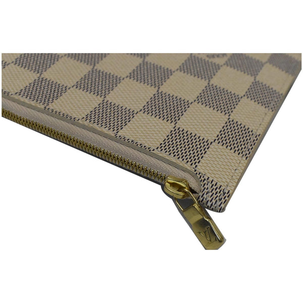 LOUIS VUITTON Neverfull MM Damier Azur Pochette Wristlet Pouch White