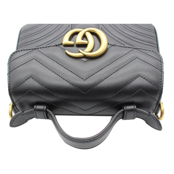 GUCCI GG Marmont Mini Leather Top Handle Shoulder Bag Black 547260