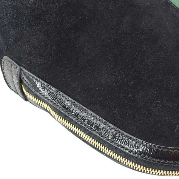 GUCCI Ophidia GG Suede Web Top Handle Crossbody Bag Black 524533