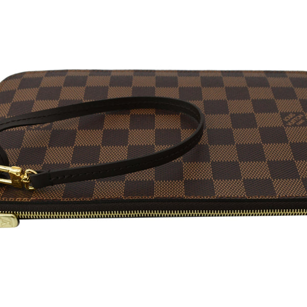 LOUIS VUITTON Neverfull MM Damier Ebene Pochette Wristlet Pouch Brown
