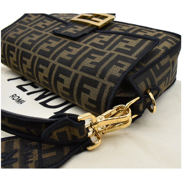 FENDI Mini Baguette Zucca Canvas Shoulder Bag Brown