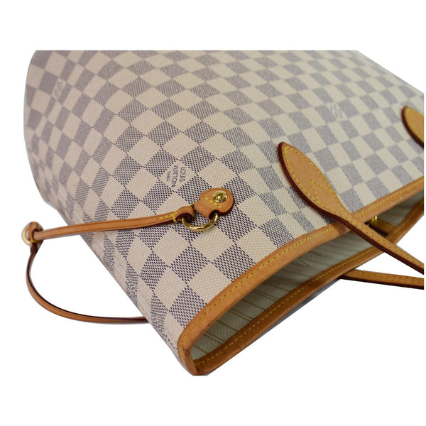 LOUIS VUITTON Neverfull MM Damier Azur Tote Shoulder Bag White