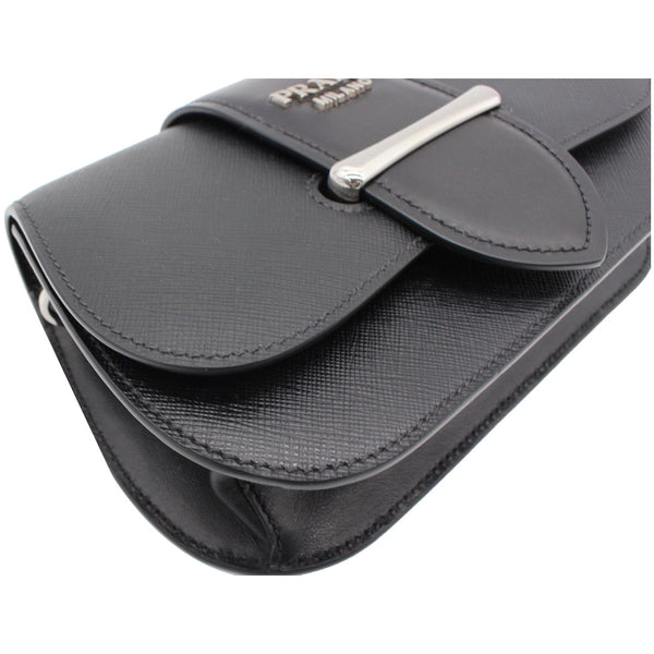 Prada City Sidonie Small Leather Crossbody Bag flap cover