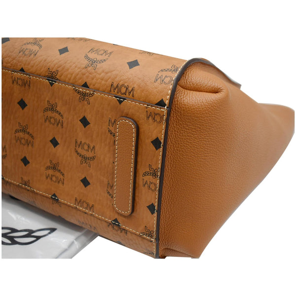 MCM Large Luisa Visetos Monogram Print Shopper Tote Bag Cognac