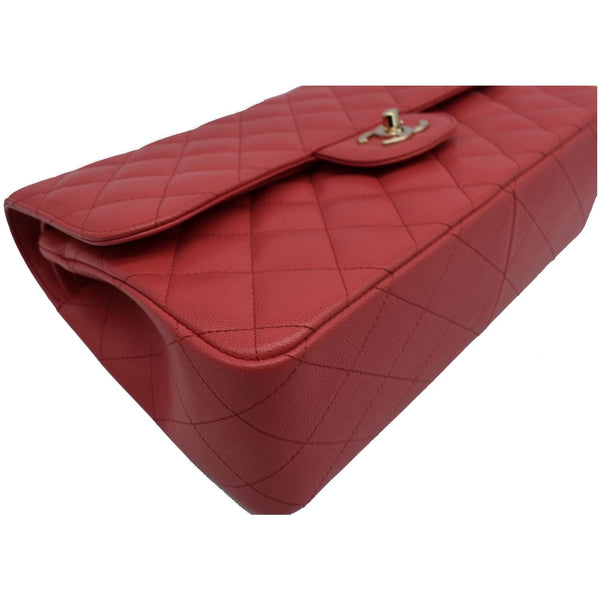 CHANEL Classic Medium Double Flap Caviar Leather Shoulder Bag Rose Pink