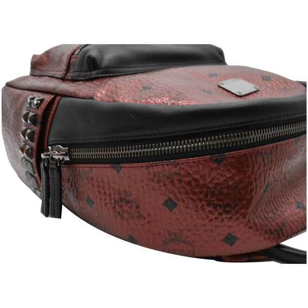 MCM Stark Small Visetos Backpack Bag Metallic Red