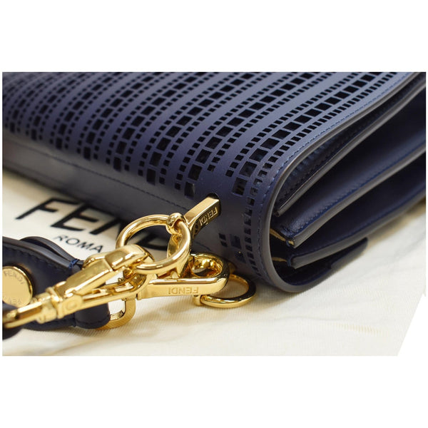 FENDI Small Kan I Perforated Leather Shoulder Bag Blue