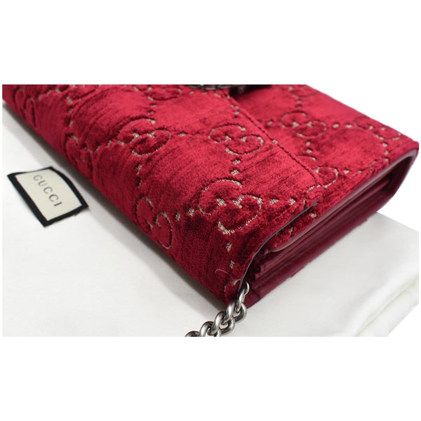 GUCCI Dionysus Mini Velvet GG Monogram Chain Wallet Red 401231