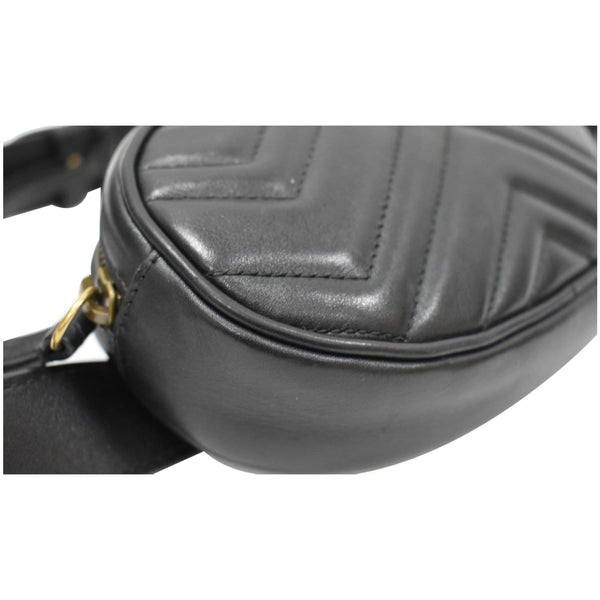 GUCCI GG Marmont Matelasse Leather Belt Bag Black 476434