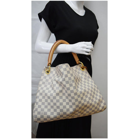 LOUIS VUITTON Artsy MM Damier Azur Shoulder Bag White