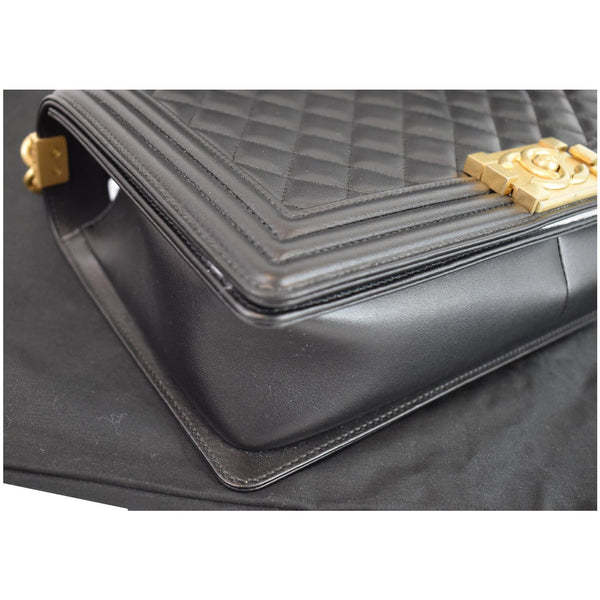 CHANEL New Medium Boy Flap Lambskin Leather Shoulder Bag Black