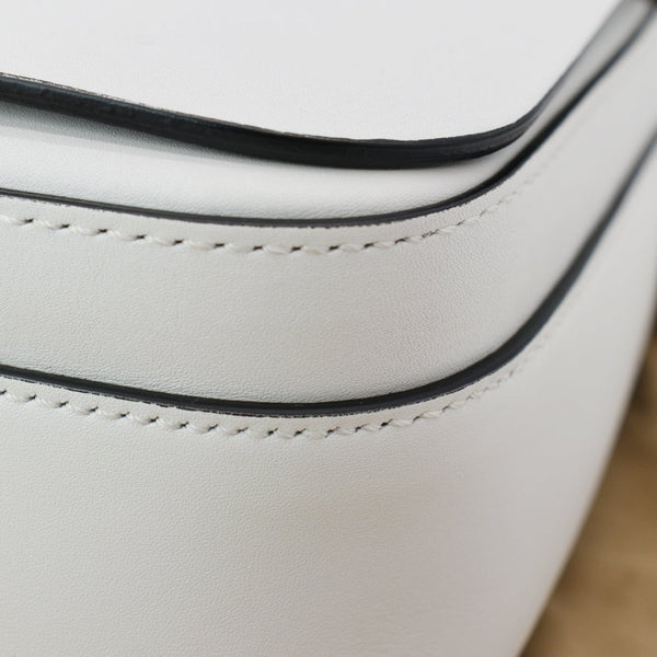 BURBERRY Large Square Leather Satchel Bag White