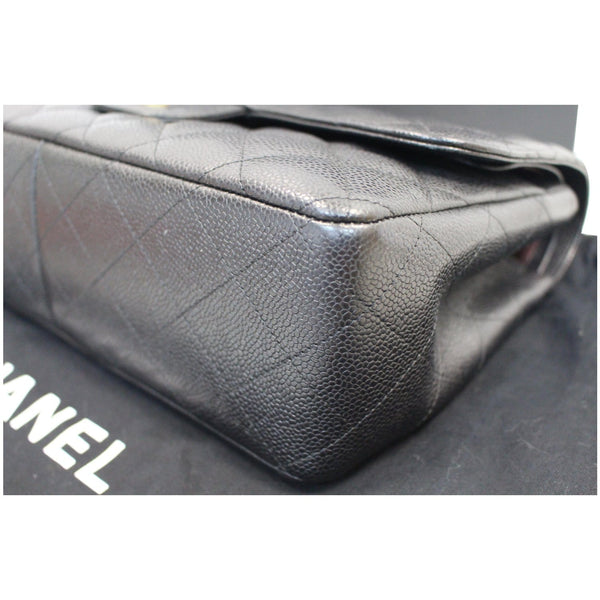 CHANEL Jumbo Double Flap Caviar Leather Shoulder Bag Black