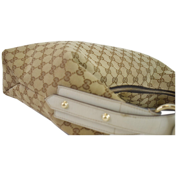 GUCCI Horsebit Medium GG Canvas Hobo Bag Beige 115867