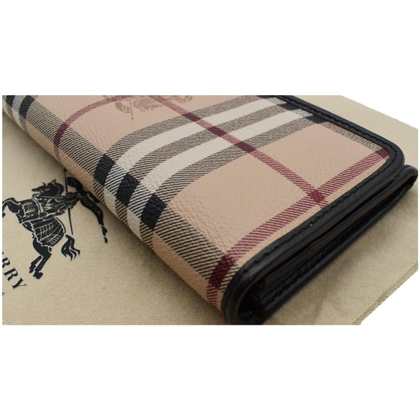 BURBERRY Continental Haymarket Check Leather Wallet Dark Brown
