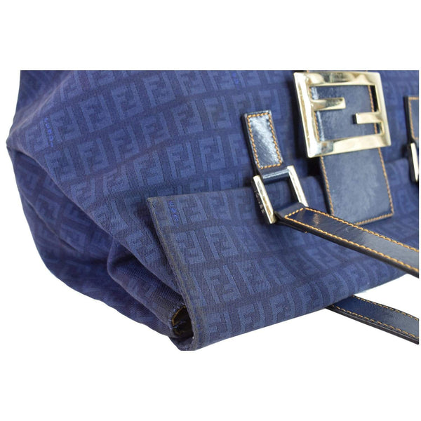 FENDI Zucchino Mamma Monogram Canvas Shoulder Bag Blue - Last Call