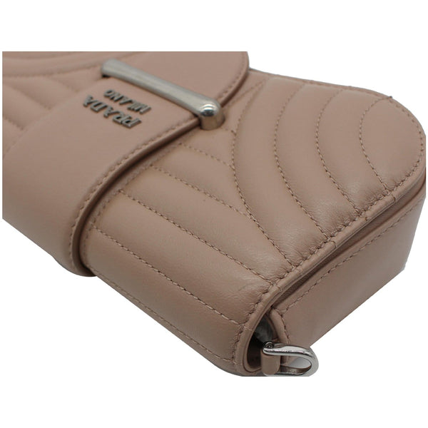 PRADA Mini Sidonie Nappa Diagramme Leather Chain Crossbody Bag Nude