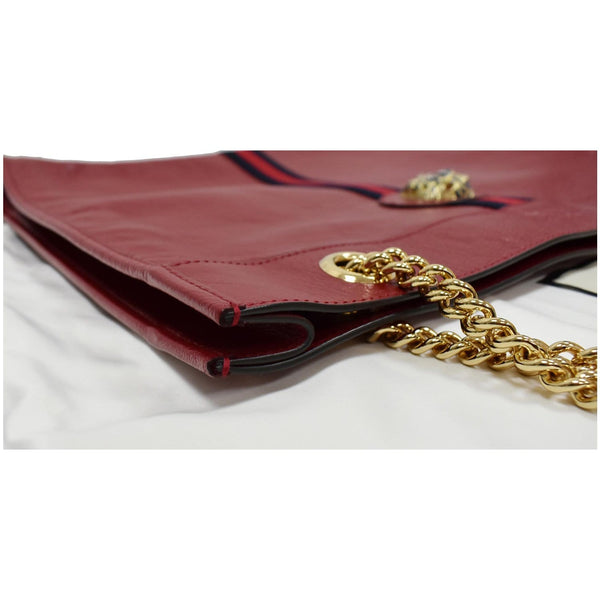 GUCCI Rajah Large Leather Tote Shoulder Bag Red 537219