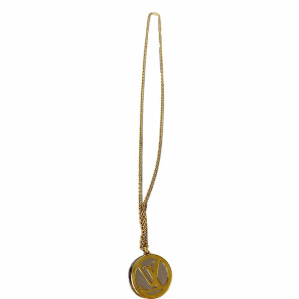 Louis Vuitton Louise Long Necklace Gold LV logo