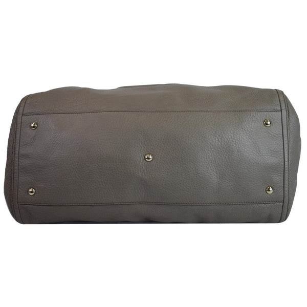 Gucci Soho Top Handle Pebbled Leather Tote Bag Taupe - lengthy bottom view