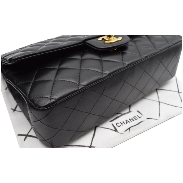 CHANEL Classic Double Flap Medium Leather Shoulder Bag Black