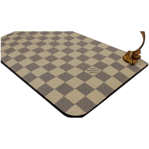 LOUIS VUITTON Neverfull Braided MM Damier Azur Pochette Wristlet White