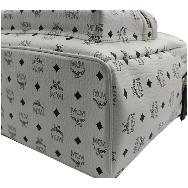 MCM Stark Visetos Coated Canvas Backpack Bag White