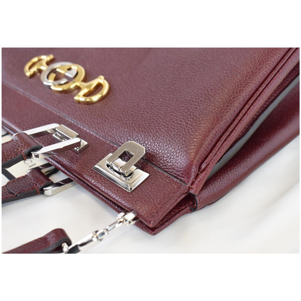 GUCCI Zumi Medium Grainy Leather Top Handle Bag Burgundy 564714