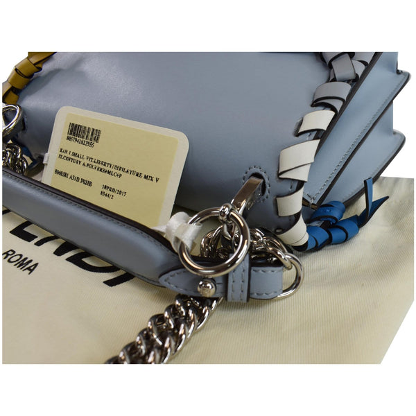 FENDI Vitello Liberty Whipstitch Bow Small Kan I Shoulder Bag Light Blue - Final Sale