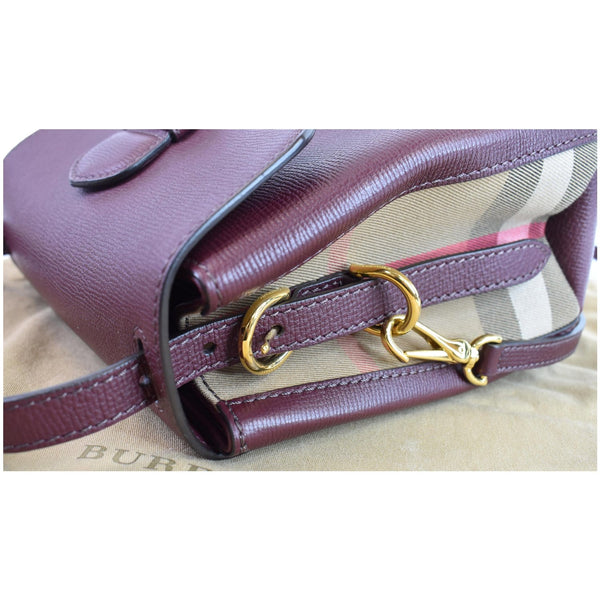 BURBERRY Camberley Small House Check Tote Shoulder Bag Dark Red