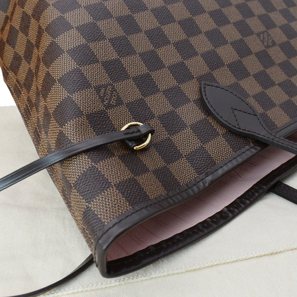 LOUIS VUITTON Neverfull MM Damier Ebene Tote Bag Brown