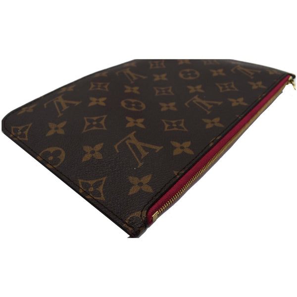 LOUIS VUITTON Neverfull MM Monogram Canvas Pochette Wristlet Pouch Brown
