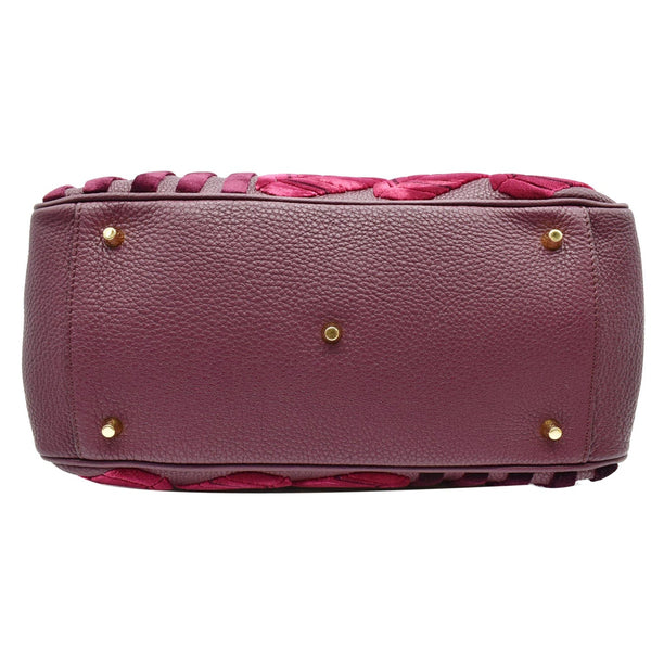 BURBERRY Milverton Large Calfskin Velvet Satchel Bag Burgundy