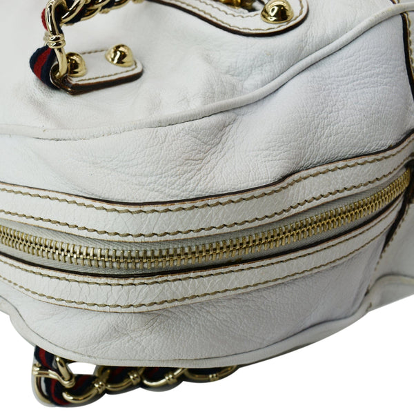 GUCCI Capri Large Leather Bowler Bag White 153013