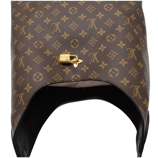 LOUIS VUITTON Flower Monogram Canvas Shoulder Hobo Bag Brown